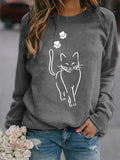 Women's Cute Cat Print Cat Lovers Casual Sweatshirt