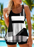 Geometric Print Double Straps Tankini Set