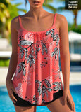 Floral Print Tummy Coverage   Tankini Top