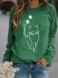 Women's Cute Cat Print Cat Lovers Casual Sweatshirt