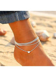 Silver Metal Heart Shape Anklets for Woman