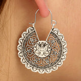 Silver Lotus Design Metal Earring Set