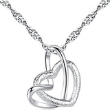 Silver Metal Double Heart Design Necklace