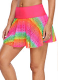 Mid Waist Rainbow Color Printed  Skirt