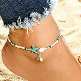 Star Design White Bead Embellished Anklet