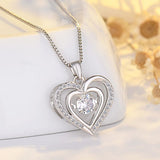 17.7 Inch Heart Pendant Silver Necklace - soofoom.com