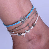 Turtle and Dolphin Design Anklet Set - soofoom.com