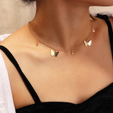 Gold Metal Butterfly Detail Necklace