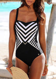 Striped Spaghetti Strap One-piece Swimsuits