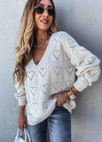 Heart-Shaped Hollow Knitted Sweater