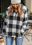 Plaid Print 1/4 Zip Turn-down Collar Sweatshirt