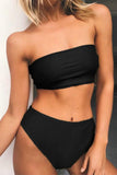 Bandeau High Cut And Waisted Bikini Set