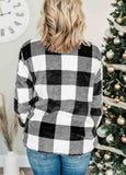 Plaid Print 1/4 Zip Turn-down Collar Sweatshirt