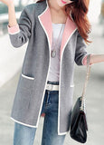 Pocket Design Long Sleeve Grey Cardigan