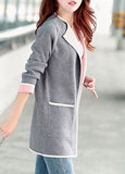 Pocket Design Long Sleeve Grey Cardigan