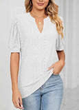 White Breathable  Split Neck Blouse