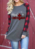 Plaid  Long Sleeve Pullover Print T-shirt