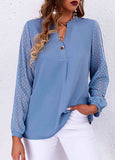 Solid V-Neck Long Sleeves Casual Blouses