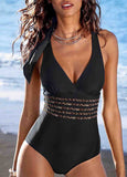 Cross Backless Leopard Print One Piece Swimsuit