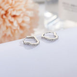 0.6 X 0.6 Inch Rhinestone Detail Silver Heart Earring Set - soofoom.com