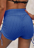 Solid Drawstring Side High Waisted Swim Shorts - soofoom.com