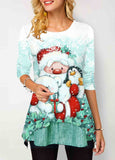 Gradient Christmas Snowman Print T Shirt