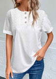 Embroidery  Round Neck Blouse