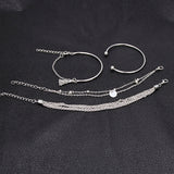 Silver Multi Layer Tassel Bracelet Set - soofoom.com