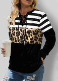 Print Cowl Neck Drawstring Detail Sweatshirt