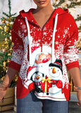 Christmas Printed Zipper Hoodie