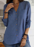 V-Neck Long Sleeve Blouse