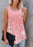 Floral Print Round  Neck  Tank Top