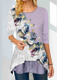 Floral Printed Hem  T-shirt