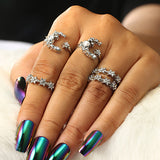 Silver Metal Bohemian Geometric Shape Ring Set - soofoom.com