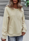 Pullover  Button  Solid Sweatshirt