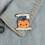 Cartoon Halloween Alloy Brooch Pumpkin &Cat Pin