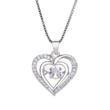 17.7 Inch Heart Pendant Silver Necklace - soofoom.com