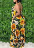 Halter Floral Print Spaghetti Strap Maxi Dress - soofoom.com