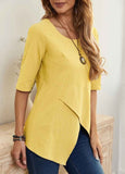 Hem Half Sleeve Cotton Blouse