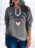 Print Geometric Round Neck Sweatshirt