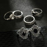 Silver Metal Geometric Design Ring Set - soofoom.com