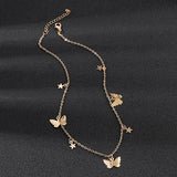 Gold Metal Butterfly Detail Necklace - soofoom.com