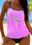 Floral  Printed Ruched Splicing Tankini Set