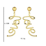 Gold Metal Letter Design Earring Set - soofoom.com