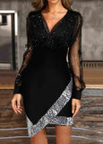 Mesh Panel  Sequin Detail Party Dress