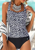 Print Strap Elegant Vintage One-piece Swimsuits - soofoom.com