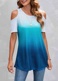 Cold Shoulder Ombre T Shirt