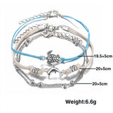 Turtle and Dolphin Design Anklet Set - soofoom.com