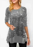 Velvet Stitching Sequin Light Grey Sweatshirt