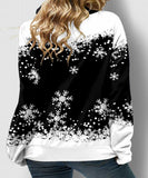 Snowflake Print Drawstring Sweatshirt